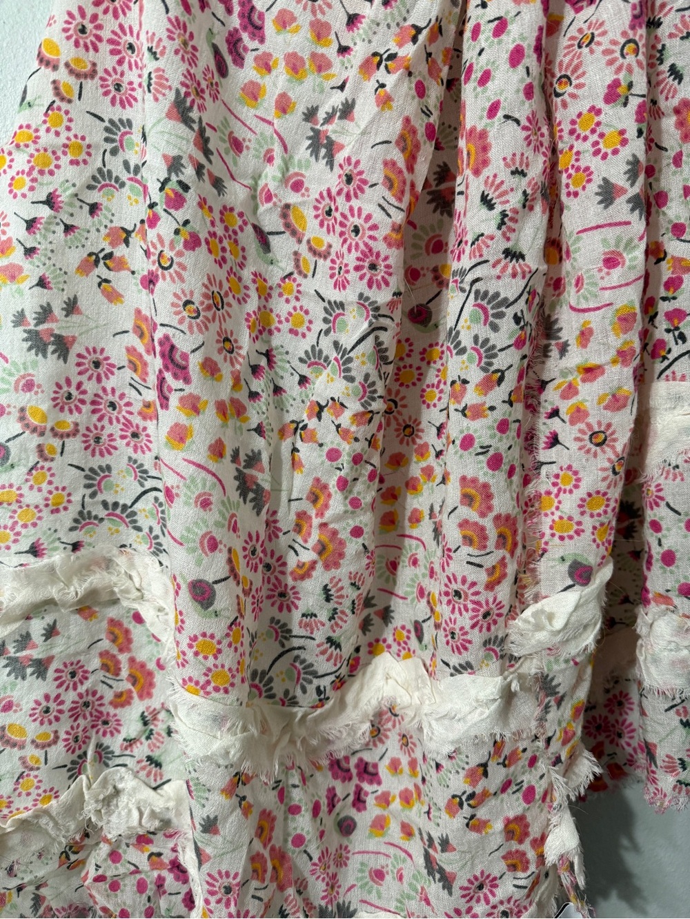 Vera Bradley Multicolor Floral Woven Scarf Ruffle Trim Wool Blend